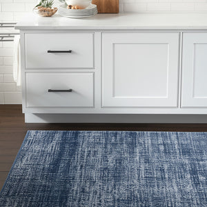 Homeroots 5' Artistic Area Rug – Durable, Stain Resistant, Perfect For Kids & Pets – Ideal For Any Decor Style Blue,Silver Polypropylene Blend 617112