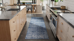Homeroots 5' Artistic Area Rug – Durable, Stain Resistant, Perfect For Kids & Pets – Ideal For Any Decor Style Blue,Silver Polypropylene Blend 617112
