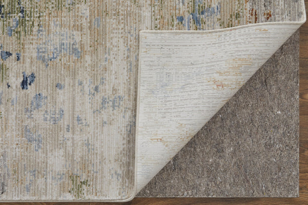 Homeroots 8' Stain Resistant Ivory Blue And Red Abstract Runner Rug - Durable, Stylish Accent For Any Space Ivory,Blue,Red Polypropylene Blend 617113