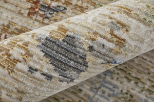 Homeroots 8' Stain Resistant Ivory Blue And Red Abstract Runner Rug - Durable, Stylish Accent For Any Space Ivory,Blue,Red Polypropylene Blend 617113