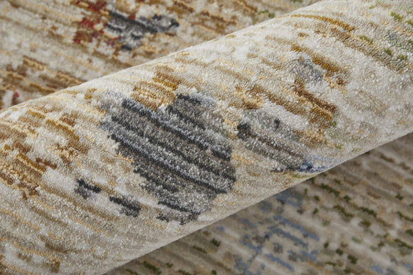 Homeroots 8' Stain Resistant Ivory Blue And Red Abstract Runner Rug - Durable, Stylish Accent For Any Space Ivory,Blue,Red Polypropylene Blend 617113