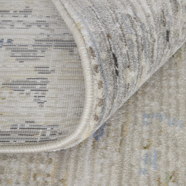 Homeroots 8' Stain Resistant Ivory Blue And Red Abstract Runner Rug - Durable, Stylish Accent For Any Space Ivory,Blue,Red Polypropylene Blend 617113