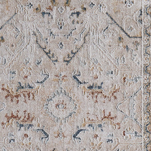 Homeroots 8' Abstract Distressed Runner Rug With Fringe – Stylish, Stain-resistant Accent For Any Space Taupe,Ivory,Blue Polyester Blend 617116