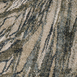 Homeroots 10' Artistic Abstract Area Rug – Stain Resistant, Durable, Boho Style For Cozy Home Decor Gray,Green,Ivory Polypropylene Blend 617117