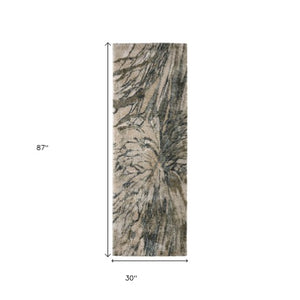 Homeroots 10' Artistic Abstract Area Rug – Stain Resistant, Durable, Boho Style For Cozy Home Decor Gray,Green,Ivory Polypropylene Blend 617117