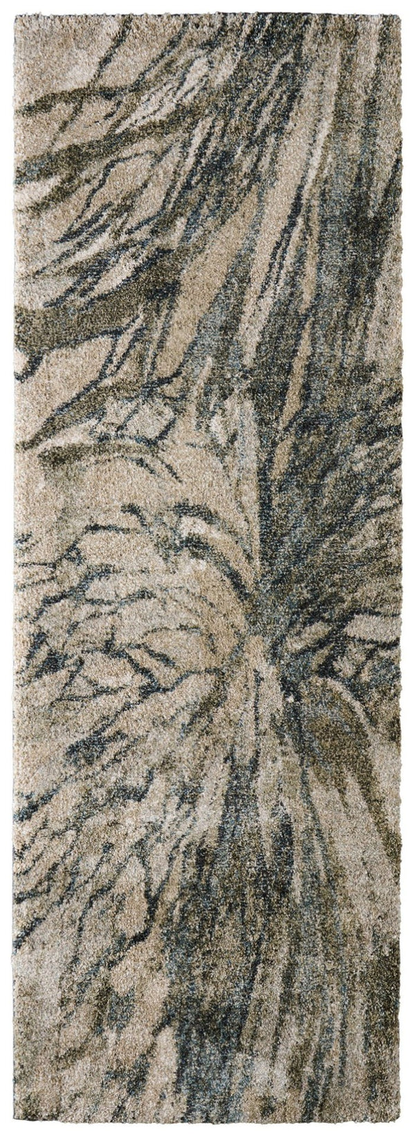 HomeRoots 10' Abstract Area Rug in Gray Green & Ivory - Modern, Stain-Resistant, Plush Design for Any Space 8' Runner 617117