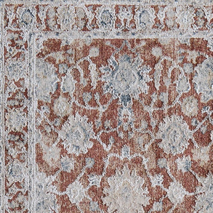 Homeroots 8' Floral Distressed Runner Rug With Fringe - Stylish, Stain-resistant Accent For Any Space Red,Ivory,Blue Polyester Blend 617118