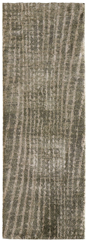 HomeRoots 10' Modern Green and Tan Abstract Area Rug - Durable, Stylish, and Perfect for High-Traffic Spaces 8' Runner 617120