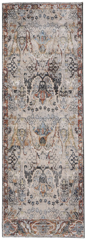 HomeRoots 8' Ikat Runner Rug in Gray, Black & Red – Durable, Stain-Resistant, Perfect for High-Traffic Areas! 617122