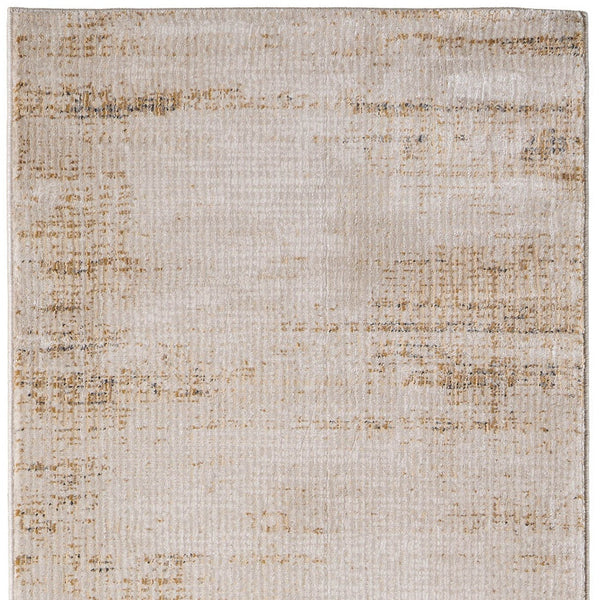 Homeroots 8' Abstract Distressed Runner Rug In Ivory, Brown & Tan - Stain Resistant, Durable & Stylish Accent Ivory,Brown,Tan Polypropylene Blend 617123