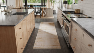 Homeroots 8' Abstract Distressed Runner Rug In Ivory, Brown & Tan - Stain Resistant, Durable & Stylish Accent Ivory,Brown,Tan Polypropylene Blend 617123