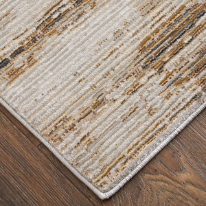 Homeroots 8' Abstract Distressed Runner Rug In Ivory, Brown & Tan - Stain Resistant, Durable & Stylish Accent Ivory,Brown,Tan Polypropylene Blend 617123