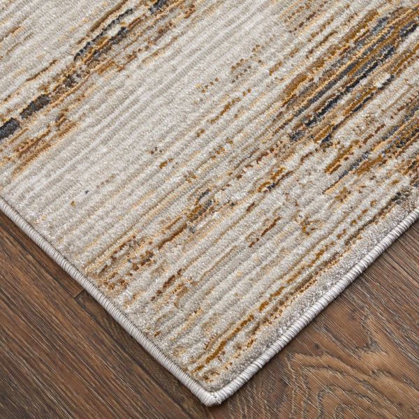 Homeroots 8' Abstract Distressed Runner Rug In Ivory, Brown & Tan - Stain Resistant, Durable & Stylish Accent Ivory,Brown,Tan Polypropylene Blend 617123