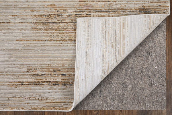 Homeroots 8' Abstract Distressed Runner Rug In Ivory, Brown & Tan - Stain Resistant, Durable & Stylish Accent Ivory,Brown,Tan Polypropylene Blend 617123