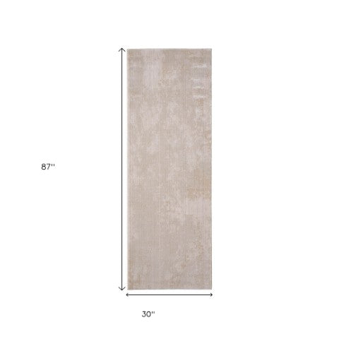 Homeroots 8' Abstract Runner Rug – Durable, Stain-resistant Design For Hallways And High-traffic Areas Gray,Ivory,Brown Polypropylene Blend 617127