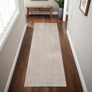 Homeroots 8' Abstract Runner Rug – Durable, Stain-resistant Design For Hallways And High-traffic Areas Gray,Ivory,Brown Polypropylene Blend 617127