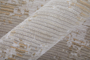 Homeroots 8' Abstract Runner Rug – Durable, Stain-resistant Design For Hallways And High-traffic Areas Gray,Ivory,Brown Polypropylene Blend 617127