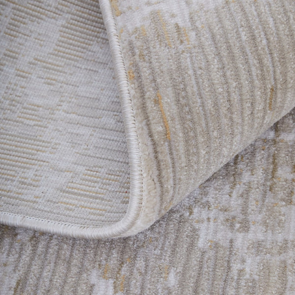 Homeroots 8' Abstract Runner Rug – Durable, Stain-resistant Design For Hallways And High-traffic Areas Gray,Ivory,Brown Polypropylene Blend 617127