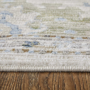 Homeroots 8' Stain Resistant Tan Blue And Red Floral Runner Rug - Durable, Stylish Accent For Any Space! Tan,Blue,Red Polypropylene Blend 617128