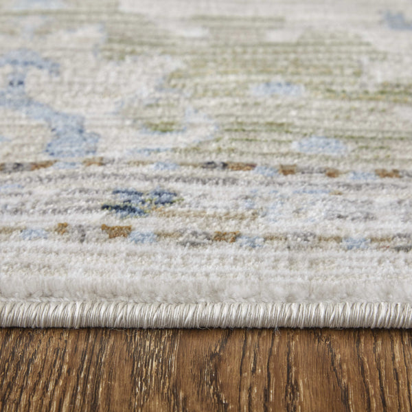 Homeroots 8' Stain Resistant Tan Blue And Red Floral Runner Rug - Durable, Stylish Accent For Any Space! Tan,Blue,Red Polypropylene Blend 617128