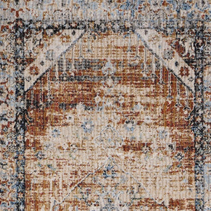 Homeroots 8' Abstract Distressed Runner Rug – Durable, Stain-resistant Design For Hallways And High-traffic Areas Ivory,Red,Blue Polypropylene Blend 617129