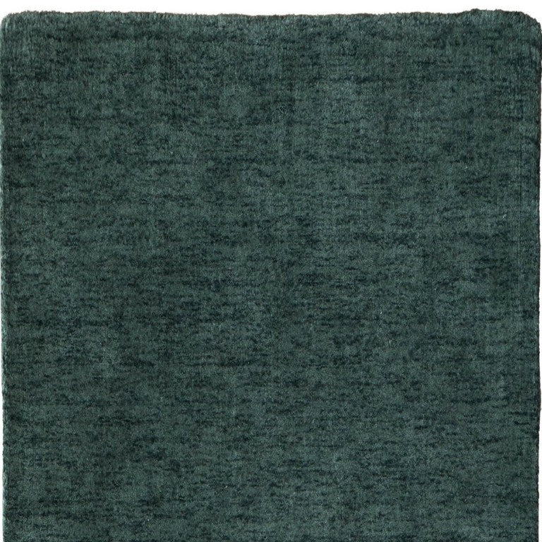 8 Ft Hand Woven Wool Blend Runner Rug Artisan Green Low Pile Hallway Accent