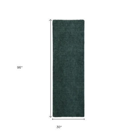 Homeroots 10' Hand Woven Round Rug – Unique Artisan Crafted Stain Resistant Wool Blend For Stylish Spaces Green Wool Blend 617130