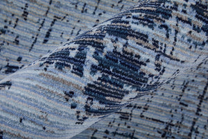 Homeroots 8' Abstract Runner Rug – Durable, Stain-resistant Design For Hallways And High-traffic Areas Blue,Black Polypropylene Blend 617131