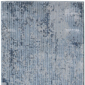 Homeroots 8' Abstract Runner Rug – Durable, Stain-resistant Design For Hallways And High-traffic Areas Blue,Black Polypropylene Blend 617131