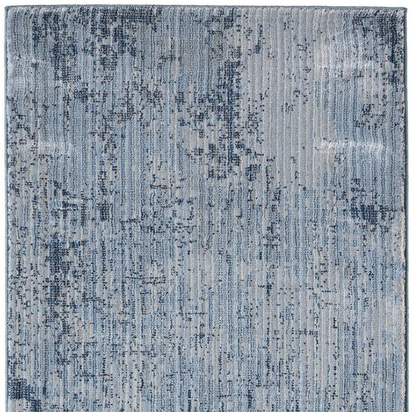 Homeroots 8' Abstract Runner Rug – Durable, Stain-resistant Design For Hallways And High-traffic Areas Blue,Black Polypropylene Blend 617131
