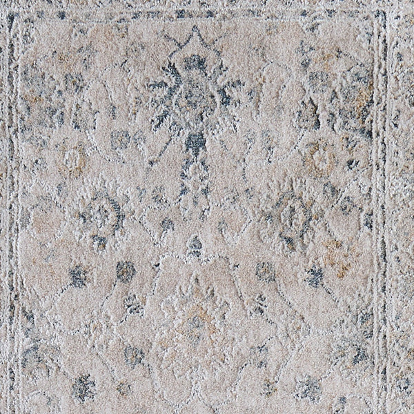 Homeroots 8' Floral Distressed Runner Rug With Fringe - Stylish, Stain-resistant Accent For Any Space Ivory,Taupe,Blue Polyester Blend 617132