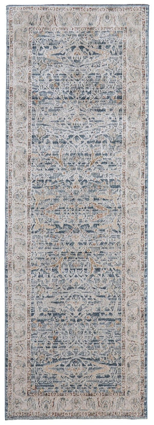 HomeRoots 8 Ft Bohemian Ikat Runner Rug with Fringe Stain Resistant Hallway Accent 617134
