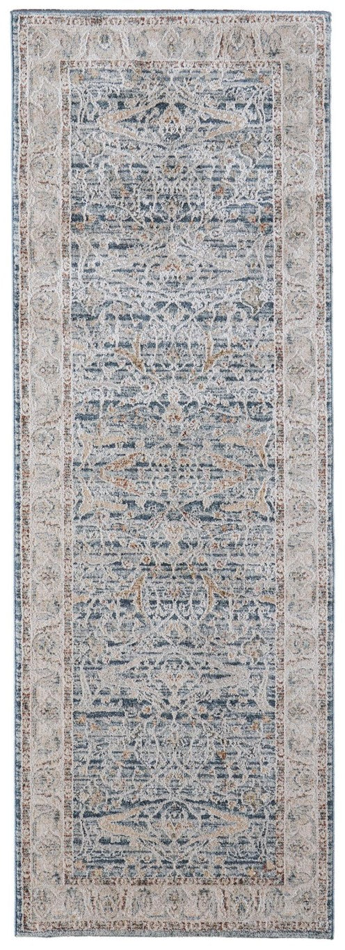 8 Ft Bohemian Ikat Runner Rug with Fringe Stain Resistant Hallway Accent