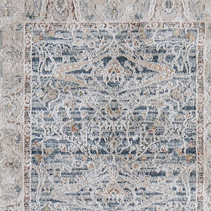 Homeroots 8' Ikat Distressed Runner Rug With Fringe - Stylish, Stain-resistant Design Perfect For Any Space Blue,Taupe,Ivory Polyester Blend 617134