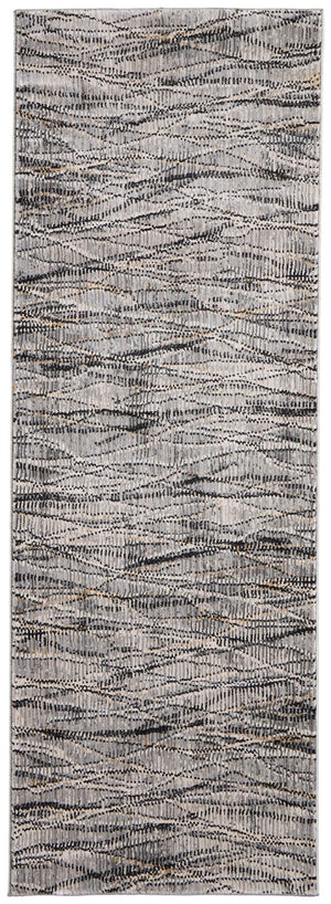 Homeroots 8' Abstract Runner Rug – Durable, Stain-resistant Design Perfect For High-traffic Areas And Kids! Gray,Ivory,Tan Polypropylene Blend 617135