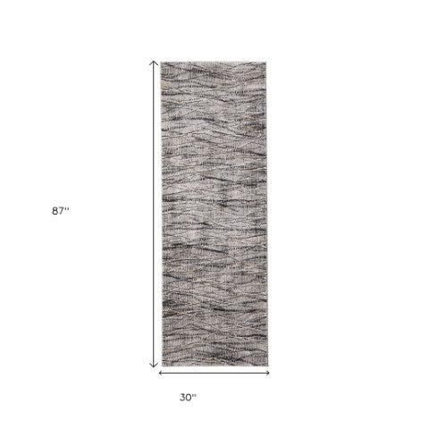 Homeroots 8' Abstract Runner Rug – Durable, Stain-resistant Design Perfect For High-traffic Areas And Kids! Gray,Ivory,Tan Polypropylene Blend 617135