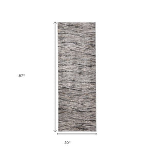 Homeroots 8' Abstract Runner Rug – Durable, Stain-resistant Design Perfect For High-traffic Areas And Kids! Gray,Ivory,Tan Polypropylene Blend 617135