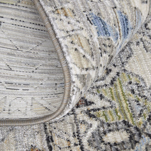 Homeroots 8' Gray Red And Blue Abstract Distressed Runner Rug - Stain Resistant, Durable, And Stylish Accent Piece Gray,Red,Blue Polypropylene Blend 617136