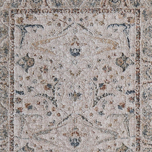 8 Foot Ikat Distressed Runner Rug with Fringe Boho Hallway Accent in Gray Blue