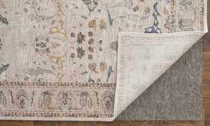 8 Foot Ikat Distressed Runner Rug with Fringe Boho Hallway Accent in Gray Blue