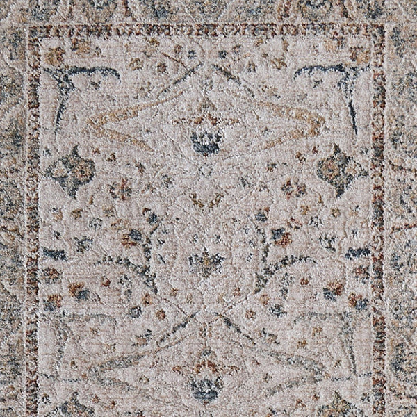 Homeroots 8' Ikat Distressed Runner Rug With Fringe - Stylish, Stain-resistant Design Perfect For Any Space Ivory,Blue,Red Polyester Blend 617137