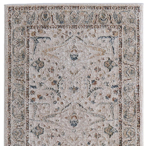 Homeroots 8' Ikat Distressed Runner Rug With Fringe - Stylish, Stain-resistant Design Perfect For Any Space Ivory,Blue,Red Polyester Blend 617137