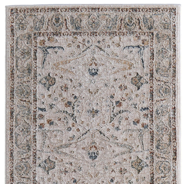 Homeroots 8' Ikat Distressed Runner Rug With Fringe - Stylish, Stain-resistant Design Perfect For Any Space Ivory,Blue,Red Polyester Blend 617137
