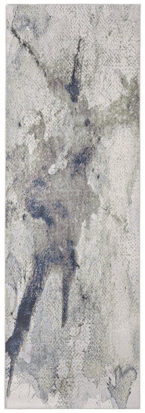 HomeRoots 8' Taupe Brown and Black Abstract Runner Rug - Stylish, Stain-Resistant, Durable for High-Traffic Areas 617138