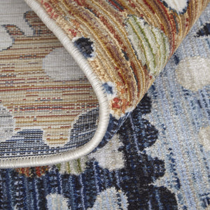 Homeroots 8' Ivory Red And Blue Floral Runner Rug - Stain Resistant, Durable, Bohemian Style For Hallways & More Ivory,Red,Blue Polypropylene Blend 617140