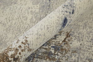 Homeroots 8' Abstract Runner Rug In Ivory, Blue & Brown - Durable, Stain-resistant, Perfect For High Traffic Areas Ivory,Blue,Brown Polypropylene Blend 617141