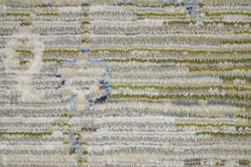 8 Foot Ivory Abstract Distressed Runner Rug Polypropylene for Hallways Entryways