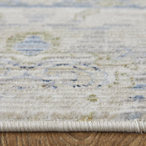 8 Foot Ivory Abstract Distressed Runner Rug Polypropylene for Hallways Entryways