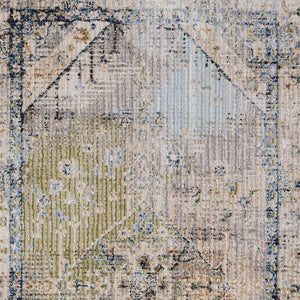 8 Foot Ivory Abstract Distressed Runner Rug Polypropylene for Hallways Entryways