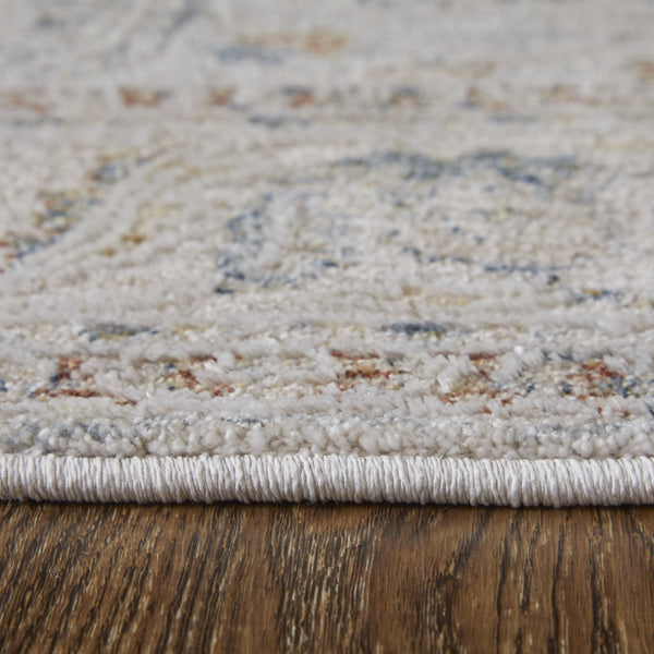 Homeroots 8' Ikat Distressed Runner Rug With Fringe - Stylish, Stain-resistant Design Perfect For Any Space Ivory,Blue,Taupe Polyester Blend 617146